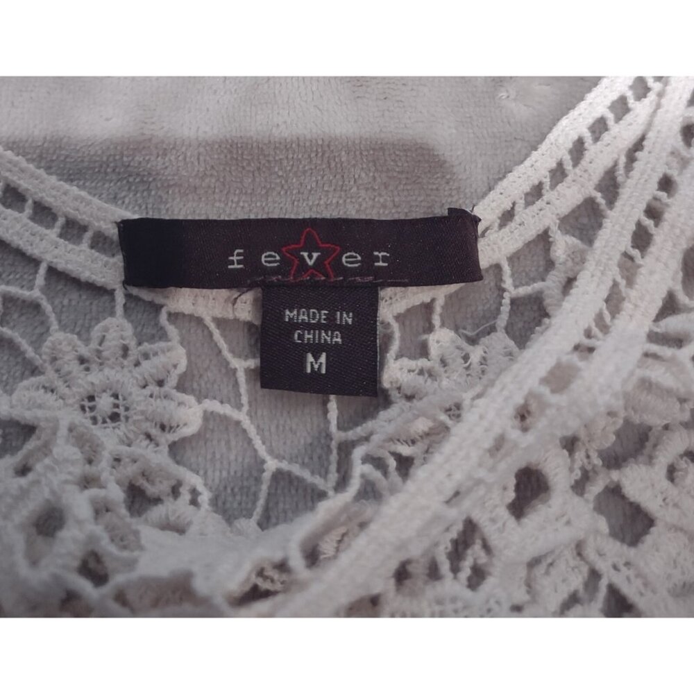 Fever Cream Boho Crochet Lace Tank Top Medium Beachy Coverup - Picture 2 of 8